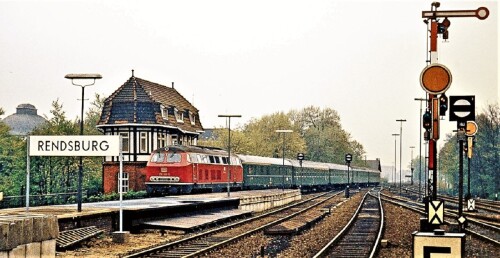 Rendsburg 1974 Bahnhof BR 218 D Zug