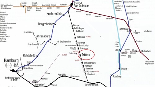 Streckenplan Schwarzenbeck Bad Oldesloe Bahn DB Haltestellen