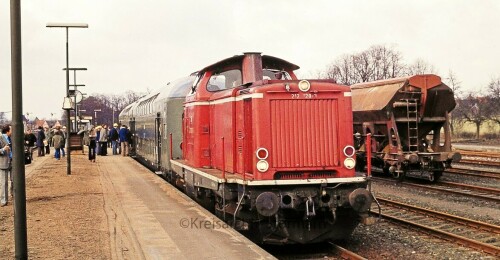 Schwarzenbek Bahnhof 1980 Sonderfahrt nach Trittau LBE DosTo BR 212 (1)