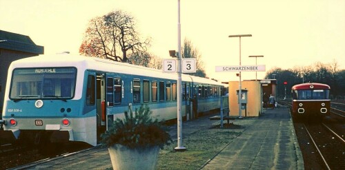 Schwarzenbek Bahnhof 1987 BR 628 928 VT98 Schienenbus Regionalverkehr a (1)