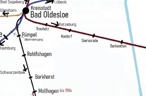 Bahnstrecken Streckennetz Bahnstrecke DB um Bad Oldesloe EBOE LBE Kaiserbahn Bad Oldesloe Schwarzenb