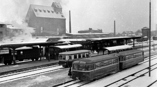 EBOE34540 Gotha Triebwagen bad oldesloe Bahnhof 1953 Uerdinger Schienenbus Prototyp VT95