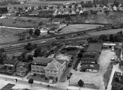 bad oldesloe Bahnhof 1954 Luftbilder Luftaufnahmen;Gbf Güterbahnhof Gleisanlagen Nachkrieg (2)