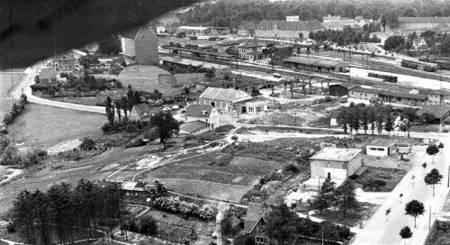 bad oldesloe bahnhof 1956 Luftaufnahmen Luftbilder Gleise Gleisbild Gbf (1)