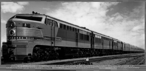 Erie Built shark nose Olympian Hiawatha 1947 inaugural Chikago Milwaukee St.Paul and pacifik Kopie