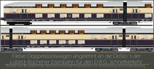 Lübeck Büchener Eisenbahn LBE Doppelstockwagen DW 8 50 80 26 DAB 50 (2)