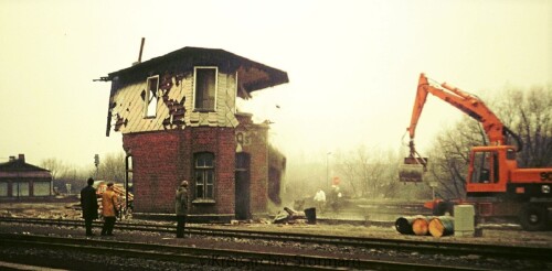 Abriss Stellwerk DB Bahnhof Bad Oldesloe 1977