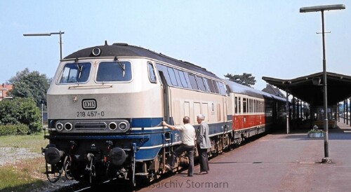 BR 218 457 Bahnhof Gerhard Stoltenberg Wahlkampf Tour Heimatort Bad Oldesloe 1977 Sonderzug TEE BAva