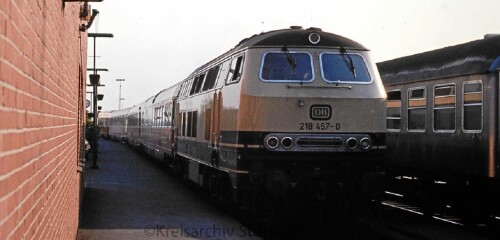 BR 218 457 Bahnhof Gerhard Stoltenberg Wahlkampf Tour Heimatort Bad Oldesloe 1977 Sonderzug TEE BAva