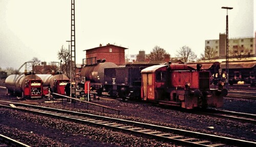 BR 322 Köf 2 Diesel Tankstelle Lok DB Bahnhof Bad Oldesloe 1977