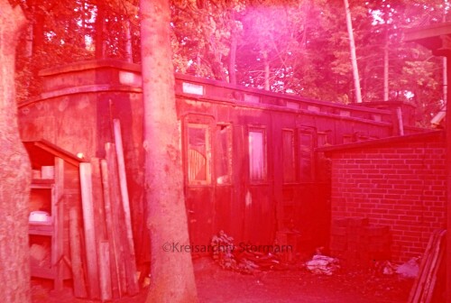 Bahnhof Trittau 1966 alter preußischer Reisezugwagen als Hütte Schuppen