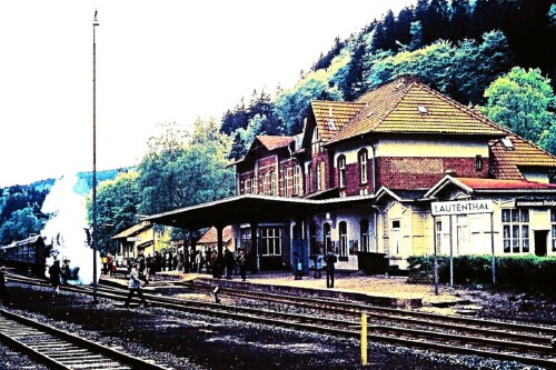 a Lauthenthal Bahnhof 1976 Br 044 Bahnsteigdach Oberharz Stilllegung Eisenbahnstrecke Oberharz (1)