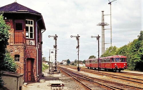 Altes Stellwerk Bahnhof Bad Segeberg 1977 Fahrstraßen Schalter Hebelstellwerk Schienenbus VT 98 BR 7
