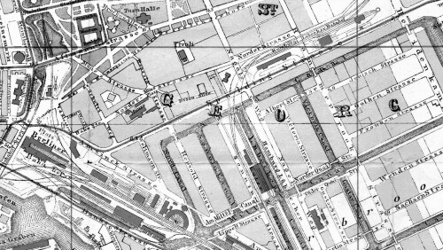 a 1884 Bahnstrecken Bahnkarte historische Landkarte Norddeutschland Hamburg Lübeck LBE (1)