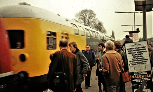 1980 Bahnhof Rahlstedt BR 220 Sonderfahrt LBE Doppelstockwagen DAB 6 Lübeck Büchener Eisenbahngesell