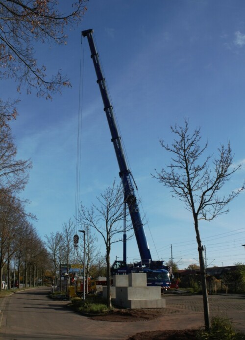 Grove_Schwerlastkran_Teleskopkran_Seeland_Ham_Schwarzenbek_Bahnhof_Modernisierung_2024_Bahnsteigdach
