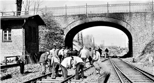 Bargteheide_Bahnhof_Gleisbauarbeiten_1960_a (1)
