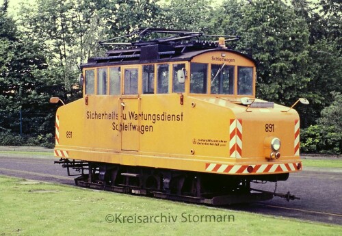Bielefeld Straßenbahn Schleifwagen Wartungsfahrzeug VLV 1984