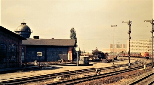 BR 260 Lübeck Dampfzug Dampflok Hauptbahnhof 1970 Drehscheibe Wasserturm Lokschuppen