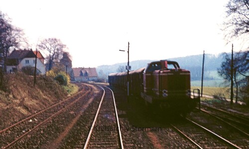 Brochterbeck Bahnhof 1974 V 132 Güterzug Einfahrt