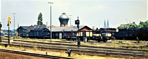 Dampfschneeschleuder Lübeck Dampfzug Dampflok Hauptbahnhof 1969 Wasserturm Lokschuppen