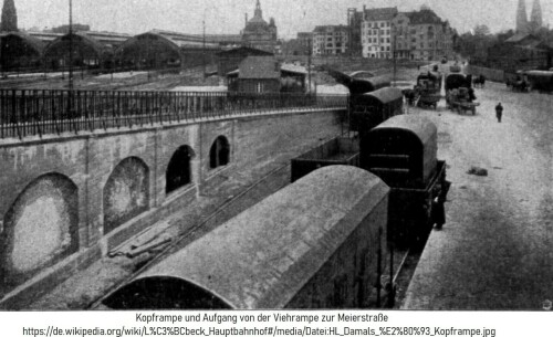 Lübeck1908 neuer Hauptbahnhof Güterbahnhof Verladestraße Zoll Lübeck Büchener Eisenbahn Gesellschaft