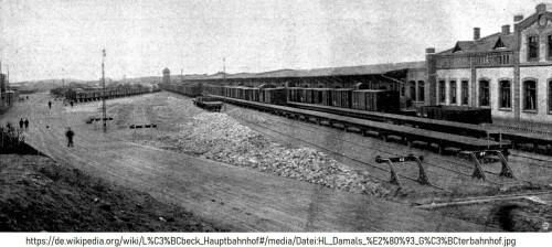 Lübeck1908 neuer Hauptbahnhof Güterbahnhof Verladestraße Zoll Lübeck Büchener Eisenbahn Gesellschaft