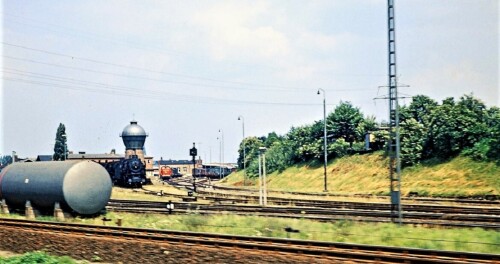 Lübeck Dampfzug Dampflok Hauptbahnhof 1969 Wasserturm