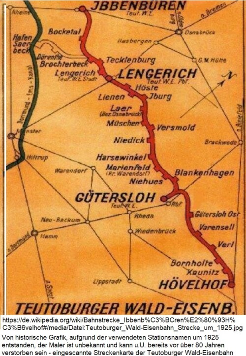 Teutoburger Wald Eisenbahn Strecke um 1925