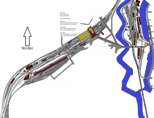 Lübeck Gleisplan GLP Streckenplan 1900 1904 1908 Umbau alter Bahnhof Hauptbahnhof LBE Lübeck Büchene