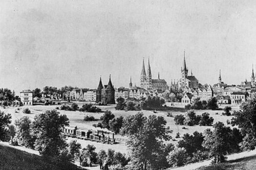 Lübeck Hbf LBE um 1860 historische Darstellung (1)