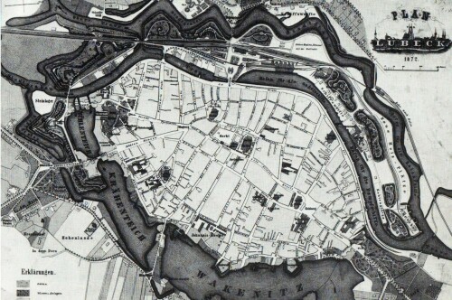 Lübeck Stadtplan um 1875