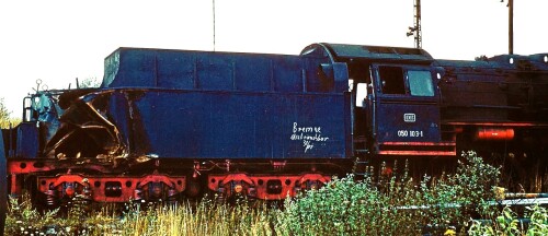 BR 050 103 Unfallschaden Wannentender 1969 BW Stolberg Bahnhof