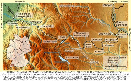 Verlaufskarte Höllentalbahn 2 Strecke Streckenführung