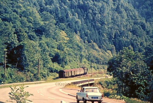 Höllentalbahn E 44 Hirschsprung Bahnhof Signal Oberleitung 1967 (2)