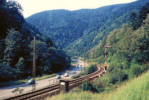 Höllentalbahn Hirschsprung Bahnhof Signal Oberleitung 1967