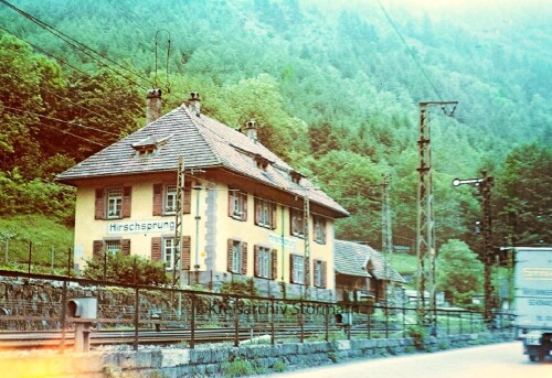 a Höllentalbahn Hirschsprung Bahnhof Signal Oberleitung 1967 a (2)