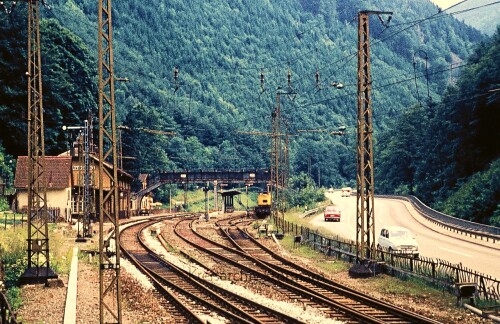c Höllentalbahn Hirschsprung Bahnhof Signal Oberleitung 1967 aaa