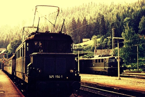 BR 145 154 E44 E10 BR110 Bahnhof Neustadt Schwarzwald E Lok DB Deutsche Bundesbahn 1974 da