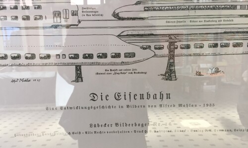 Bahnhof Travemünde Strand Ausstellungs Bilder mit Eisenbahn historisch 2020 (3)