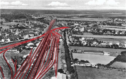 1950 Luftbild Bahnhof Buechen GLP Gleisplan (2)