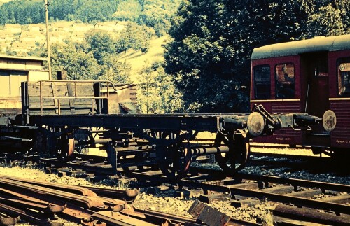 Achertalbahn Ottenhöfen Bahnhof 1972 historischer Triebzug im BW SWEG Lokschuppen (3)