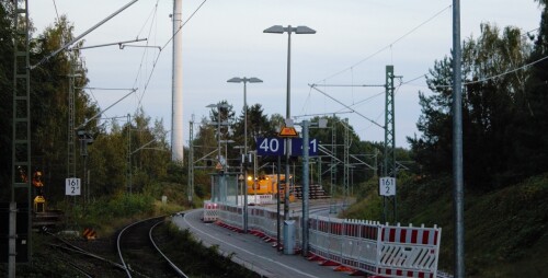 Zwei Wege Bagger Schien Fahrzeug Büchen Bahnhof Gleisbauarbeiten Gleis Umbau 20230916 (12)