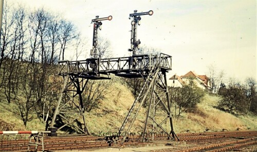 Müssen Bahnhof 1967 Signalbrücke Flügelsignal