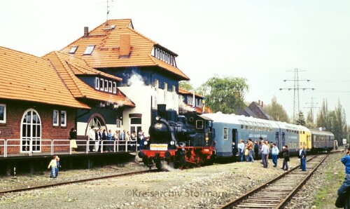 Geesthacht Bahnhof 1987 Dampfzug Sonderfahrt LBE DoSto Nostalgie Zug