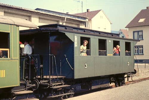 Länderbahn Waggon Kandern Bahnhof Dampflok historischer Zug 1973 b