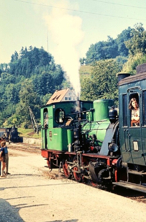 Württembergische T 3 Kandern Bahnhof Dampflok historischer Zug 1973 b