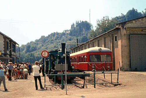 Württembergische T 3 Kandern Bahnhof Dampflok historischer Zug 1973 caas
