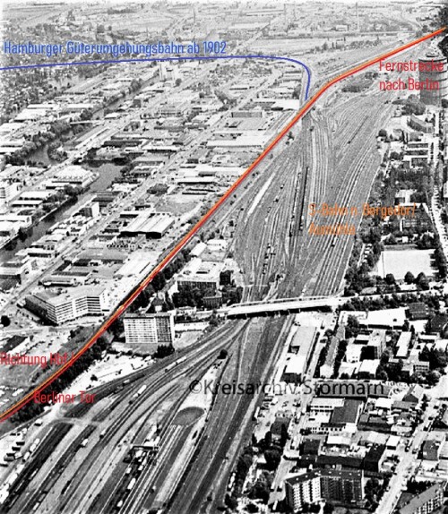 Hamburg Rothenburgsort Tiefstack Güterbahnhof Gbf Luftbild 1979