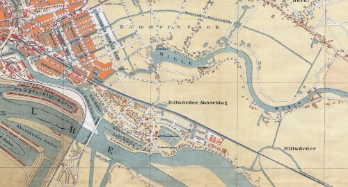 Karte geografische Hamburg Billwerder Rothenburgsort Tiefstack 1889 hamburg hafen Kopie